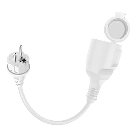 Schuko Electric Extension Cable 16A 250V Short Schuko Extension Cable with Waterproof Rubber, 2 AC Socket IP44 for Outdoor or Indoor Use (White, 0.5 m) (1/4)