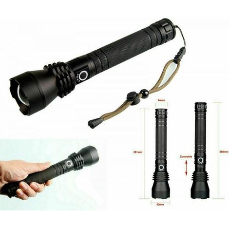 Torcia 80000W RICARIBILE A LED CREE CON zoom doppia batteria BL X82 P50