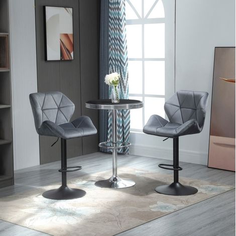 Barhocker 2er-Set, höhenverstellbar 97-117 cm, 360° drehbar, Polyester grau HAVRYA (1/4)