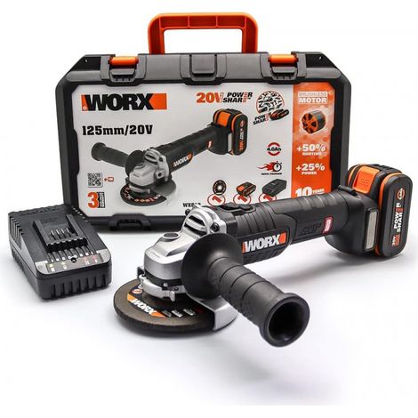 Smerigliatrice angolare WX812 20 Volt 125 millimetri Brushless per taglio e smerigliatura metalli - Worx (1/4)