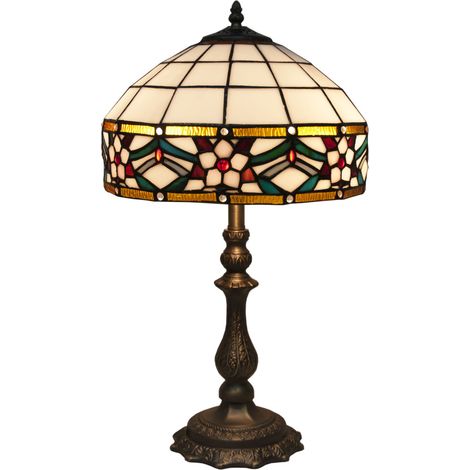 Lampe de table à base de forme avec abat-jour Tiffany diamètre 30 cm Série Museum