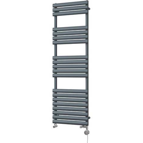 Omeara - Anthracite Dual Fuel Towel Rail H1595mm x W500mm Thermostatic (1/3)