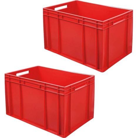 BRB 2 Eurobehälter mit 2 Durchfassgriffen, LxBxH 600x400x420 mm, rot