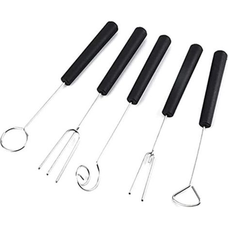 Fonduegabel 5er Set, Fonduegabel aus Edelstahl, Obstspitzen, Dipgabel für Pralinen und Trüffel, zur Herstellung handgemachter Pralinen (1/5)