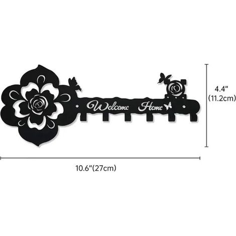 Porte-clés mural décoratif avec 6 crochets, boîte à clés murale, 1 set (1/5)