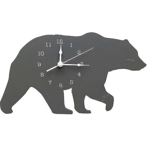 Horloge murale silencieuse en bois de tilleul, motif ours polaire, affichage analogique, idéale pour le salon ou la chambre - 30 cm (1/5)