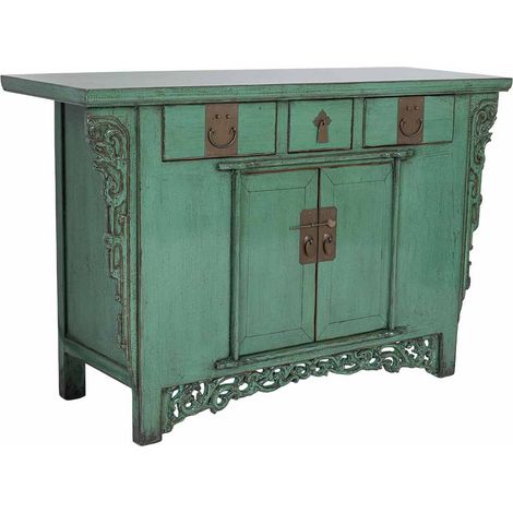 Aparador de madera verde azulado 131x45x84h cm (1/5)