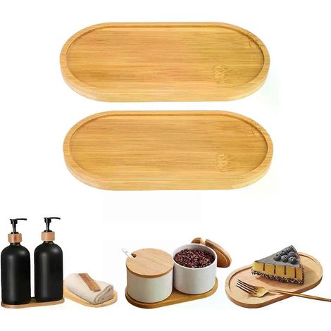 Assiette en bois de hêtre, plate-forme ovale miniature en bois massif, assiette pour enfant, 18 cm. (1/4)