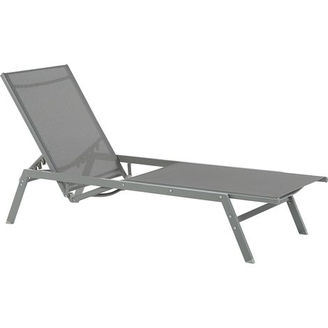 Tumbona de metal textil gris respaldo reclinable resistente a rayos UV Vernazza