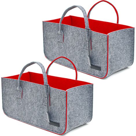Lot de 2 : Sac en Feutre - 50x25x25 Panier Courses Panier Bois Panier à Pellets (1/5)