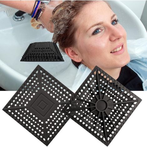 CCYKXA Set of 2 Square Hair Catchers for Shower Drain, Premium Silicone Protector and Cover for Standard Shower Drain (Black and Black) (1/5)