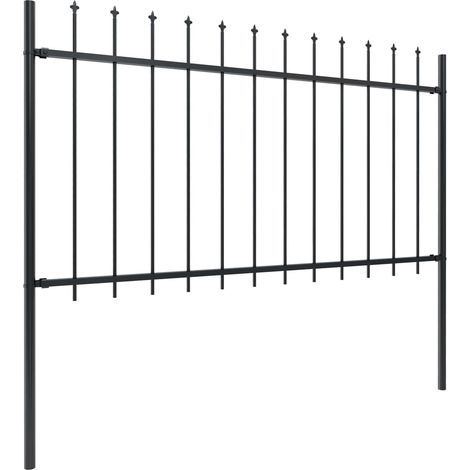 INLIFE Clôture de jardin avec dessus en lance Acier 5,1 x 1 m Noir (1/5)