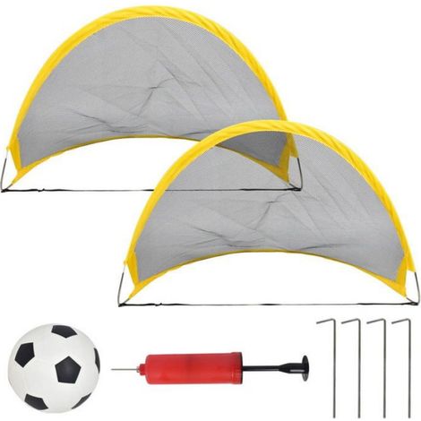 Lot de 2 buts de football, pliables, déploiement instantané, diamètre 68 cm, extérieur, enfants (1/3)