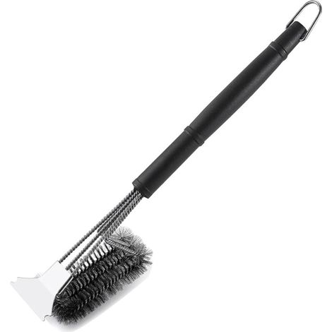 Brosse Pour Grill - Acier Inoxydable - Triple Récureur - Pour Grill À Charbon Bois Fumée Fonte Porcelaine Acier Inoxydable - 1 Pièce (1/3)