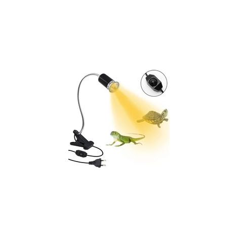 Schwarze E27-Klemmfassung mit Schalter für Schildkröten, Aquarium-/Terrariumfassung mit 1,8 m Kabel, flexible E27-Keramikfassung für Wärmelampe, UV-Lampe, Pflanzenlampe (Crezuo-Glühbirne)