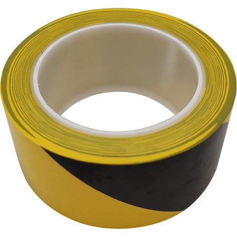 Ortviai Ruban d'avertissement de sécurité PVC 4,8 cm x 30 m – bandes noires et jaunes haute visibilité pour sol, mur et tuyaux