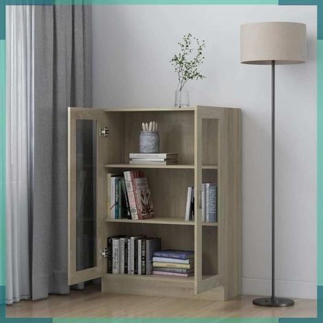 802753 Armoire à vitrine Chêne sonoma 82,5x30,5x115 cm Bois ingénierie (1/5)