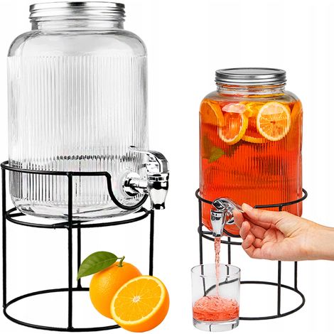 Barattolo con rubinetto da 4 litri, barattolo in vetro con rubinetto su supporto, dispenser per caraffa