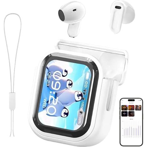 NE20 AI Ecouteur Traducteur Instantané, Écouteur Traducteur 165 Langues, 7 Modes de Traduction, Bluetooth 6.0, Écran Tactile & Autonomie 60 h, Casque pour Voyage, Réunion, Étude, Blanc (1/5)