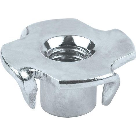 M8 T-Mutter (25er-Packung) aus verzinktem legiertem Stahl, Vierstiftmutter, Vierstift-T-Mutter, für Holzbearbeitung und Möbel (1/5)