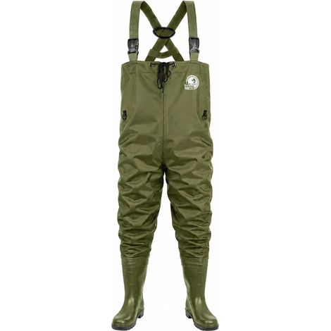 Waders Homme Nylon PVC Kaki - Imperméables avec Maille Anti-Transpirante (1/4)