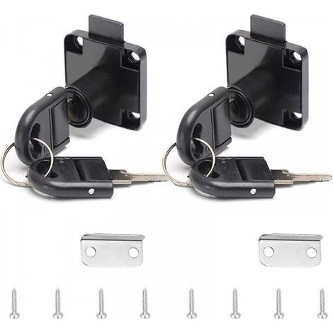 2 Pièces Noir Serrure de Tiroir de Bureau Serrure en Alliage avec 4 Clés Serrure Cylindre de Meuble Pour Bureau Boite aux Lettres Tiroir Placard1622mm (1/5)