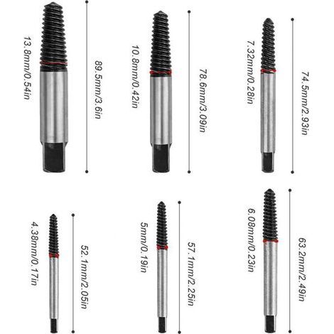 Extracteur De Vis Cassées 1/8 À 1 Pouces – Lot De 6 Pour Vis Et Tuyaux Endommagés – Extracteur De Goujons Haute Précision (1/5)