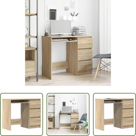 Holzschreibtisch - Schreibtisch Sonoma-Eiche 90x45x76 cm Holzwerkstoff (1/5)