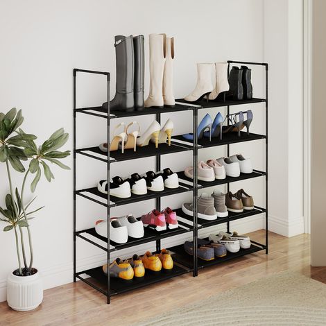 Schuhregal Schuhaufbewahrung mit 10 Ebenen, Schuhständer Schuhschrank für 10-20 Paar Schuhe, Metallgestell Vliesstoff (1/5)