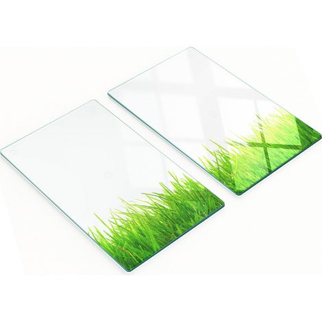 Tableros decorativos multifuncionales de cocina de vidrio templado con diseño de césped, 2x30x52 cm. (1/5)