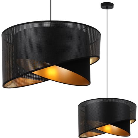 LAMPADA A SOSPENSIONE ASTI SLANT NERA 1 PARALUME PIATTO NERO-ORO