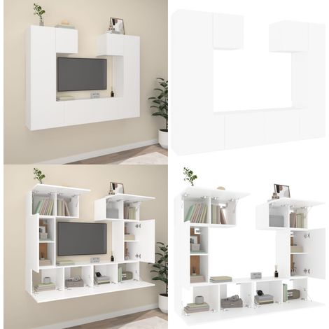 6-tlg. TV-Schrank-Set Weiß Holzwerkstoff - TV-Schrank-Set - TV-Schrank-Sets - Home & Living (1/5)