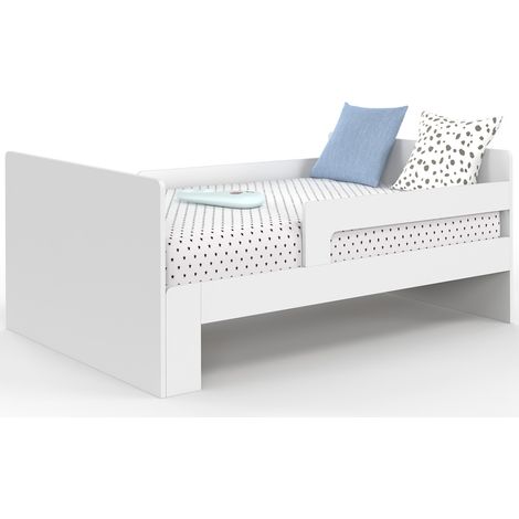Erweiterbares Einzelbett GASPARD 90 x 140/190 cm mit Lattenrost und Holzgittern weiß
