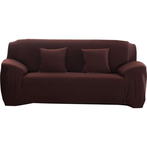 Housse de canapé extensible en polyester doux, anti-poussière couleur café - Protection meuble 145‑185cm pour deux personnes (1/5)