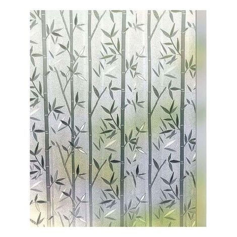 Film fenêtre statique anti-UV 45 × 200 cm – 90% blocage UV – film de protection pour maison et bureau (Motif de feuilles de bambou) (1/5)
