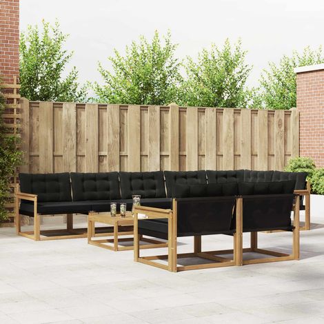 vidaXL Outdoor-Sofagarnitur 9 pcs Weiß und Schwarz 79 x 79 x 37 cm (1/5)