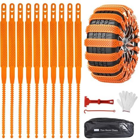 Chaînes à Neige 10 Pièces Universelles Automatiques - Type Chenille à Attaches Rapides pour Pneus 165-255 Antidérapantes d'Urgence pour Véhicule, SUV, Camion (1/5)