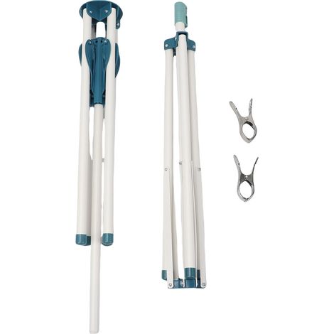 Séchoir Linge Pliant 4 Bras Acier Carbone Bleu - Hauteur Réglable, Pieds Antidérapants, Rivets Galvanisés, Pliage 3 Secondes - Pour Intérieur Extérieur - Acier Carbone - 2443 g (1/5)