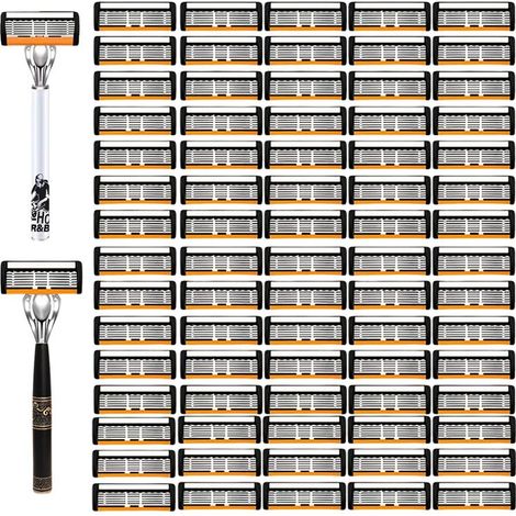 Rasierkopf mit 6 Ersatzklingen, 2 Rasiergriffe + 90 Klingen 10 Rasiergriffe + 60 Klingen (1/5)