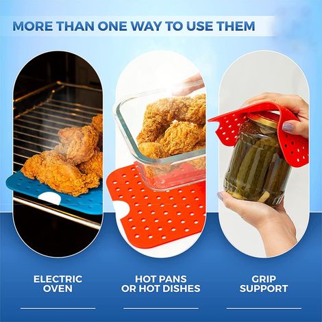 Revêtements réutilisables pour friteuse à air à double panier, revêtements antiadhésifs en silicone pour friteuse à air, accessoires de cuisine pour friteuses à air à double panier (1/4)