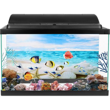 Poster décoratif de fond, motif étoiles de mer, autocollant en PVC, paysage pour aquarium, 91 x 50 cm (1/5)