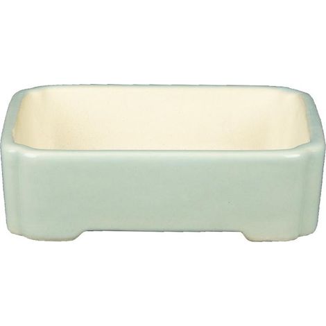 Vaso per bonsai rettangolare in gres smaltato azzurro cielo 11x9x2,5 cm - A31