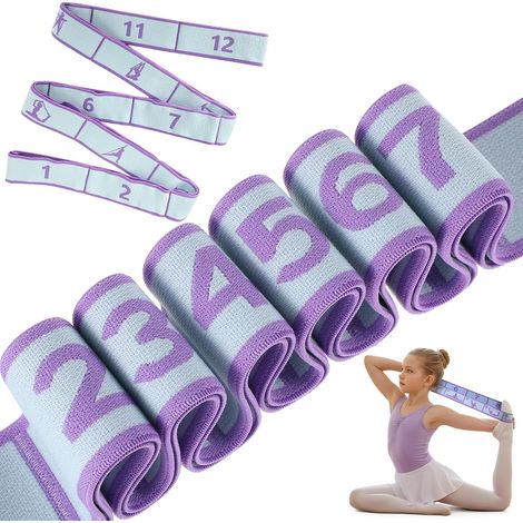 2 Pièces Sangle Yoga, 4 x 135cm Sangle Élastique Yoga Extensible avec 12 Boucle, Bande Elastique Fitness, Elastique Fitness et Étirements Efficaces, pour Pilates, Musculation, Gymnastique