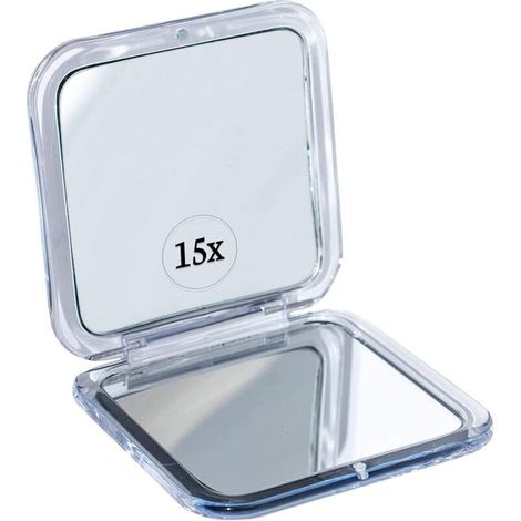 Bardusch-Miroir Grossissant X15 pour Sac à Main - Petit et Pliable pour Tenir dans la Poche - Miroir de Voyage pour Maquillage (Argenté) (1/5)