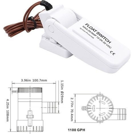 Pompe de cale de bateau automatique 12V 1100GPH, interrupteur à flotteur, capteur de débit pour eau électrique (1/5)