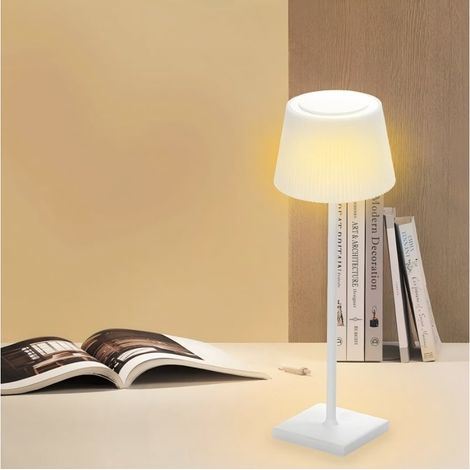 Abat-jour LED rechargeable blanc, 4W CCT réglable par toucher, lumière portable sans fil