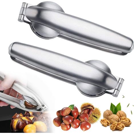 Chestnut Clip, 2 Pieces Chestnut Cutter, Stainless Chestnut Clip, Chestnut Cutter, Nut Cracker, Multifunctional Chestnut Clip, 2 in 1 Chestnut Cutter, Nutcracker (1/5)