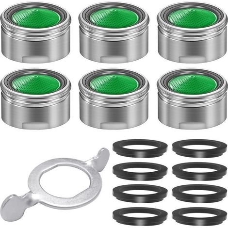 M24 Mousseur Robinet, 6 Pièces Mousseur Robinet Cuisine eau en Acier Inoxydable avec Filtre ABS, Filtration à Économie D'eau Aérateur de Robinet Avec 8 Rondelles et 1 Clé de Montage Incluses (1/5)