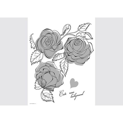Stickers - Roses en Noir et Blanc - 1 planche 65x85 cm (1/5)
