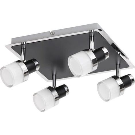 Plafoniera 4 luci LED 20W nera opale Harold Rabalux